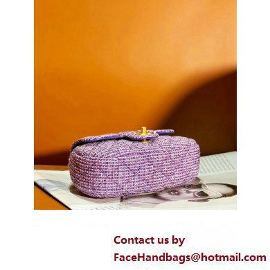 chanel Tweed, Sequins  &  Gold-Tone Metal Purple  &  Silver Small Bag with Top Handle AS4573 2024